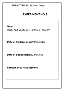 De Morgan's Theorem Verification: A Lab Experiment