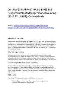 Certified (CIMAPRA17-BA2-1-ENG) BA2 Fundamentals of Management Accounting (2017 SYLLABUS) (Online) Preparation Guide Essential Study Resources
