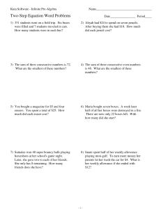 Two-Step Equation Word Problems Worksheet