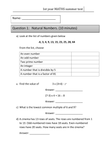 1st Year Maths Summer Test