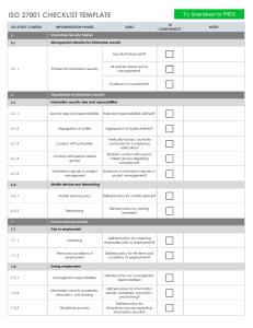 ISO 27001 Checklist Template | Information Security