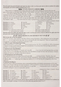English Language Test: Reading Comprehension & Vocabulary