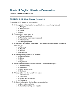 Grade 11 English Literature Exam Paper