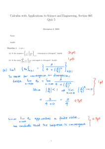Calculus Quiz: Sequence, Series, Integral Test