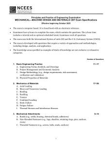 PE Mechanical Machine Design & Materials CBT Exam Specifications NCEES 2025