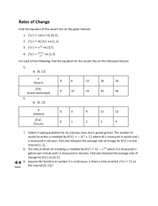 Rates of Change: Secant Lines Worksheet