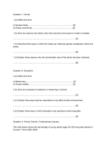 Sociology Exam Questions: Family, Education & Social Inequality