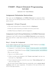CS3307 Object-Oriented Programming: Assignment Submission Guide