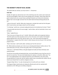 The Monkey's Paw by W.W. Jacobs: Part One - Classic Horror Story