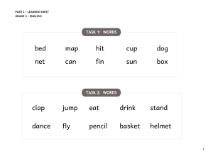 Grade 3 English Learner Sheet: Vocabulary, Reading & Comprehension
