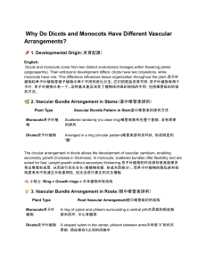 双子叶与单子叶植物的维管排列差异