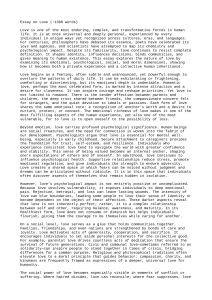 Essay on Love: Emotional, Psychological, Social & Moral Dimensions