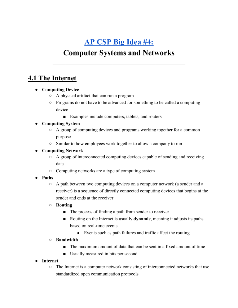 Computer Systems & Networks: Internet, Fault Tolerance, Computing