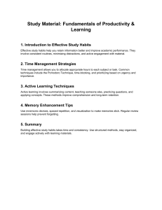 Productivity & Learning: Effective Study Habits