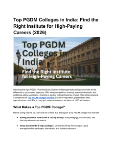 Top PGDM Colleges in India 2026: High-Paying Careers & ROI Guide