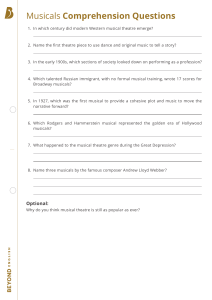 Musicals Comprehension Questions & Answers Worksheet