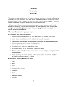 Accounting Term Project: Topic & Company Analysis