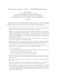 Digital Image Processing Exam Questions - B4M33DZO CTU