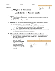 Center of Mass Lab: AP Physics C Dynamics Worksheet