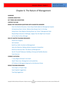 Instructor's Manual: The Nature of Management
