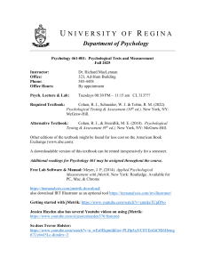 Psychology Tests & Measurement Course Syllabus - Fall 2025