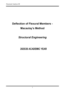 Structural Analysis III: Deflection of Flexural Members - Macaulay's Method