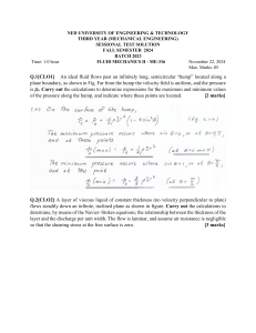 NED University Fluid Mechanics II Sessional Test Solution 2024