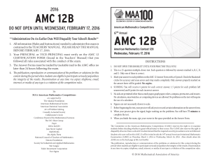 2016 AMC 12B American Mathematics Contest Instructions & Rules