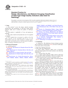 ASTM E1025-05: Hole-Type IQI Design & Classification for Radiology