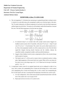 Process Control Homework 6: Tank Temperature Control Systems