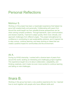 Personal Reflections on Sustainability Project & NYAS Internship