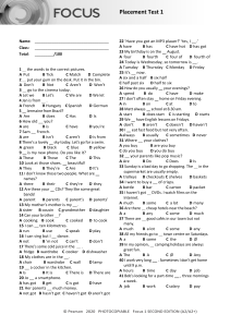 English Placement Test 1 (A2/A2+) - Grammar & Vocabulary