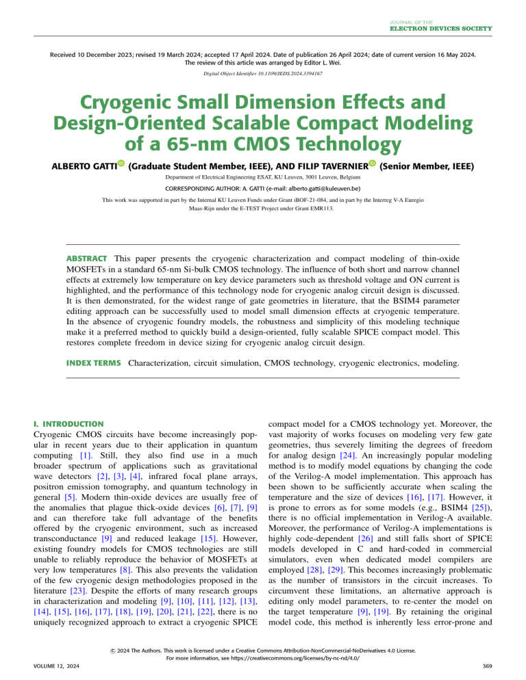 Cryogenic Small Dimension Effects & Scalable Modeling of 65-nm CMOS