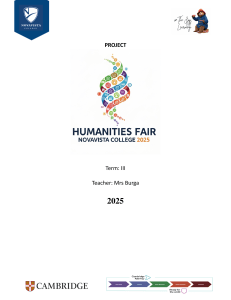Novavista College 2025 Humanities Fair: SDG Interdisciplinary Project Plan
