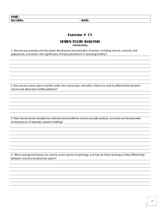 Semen Fluid Analysis Exercise Questions
