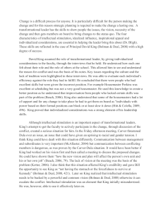 Transformational Leadership: A Case Study of Principal David King