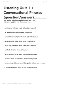 Listening Quiz 1: Conversational English Phrases for ESL Learners