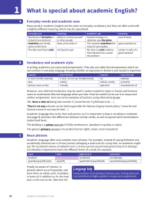 Unit 1: What is special about academic English?