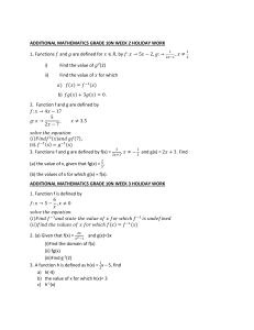 ADDITIONAL MATHEMATICS GRADE 10N WEEK 2 AND 3 HOLIDAY WORK