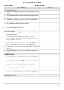 Resume Writing Review Checklist