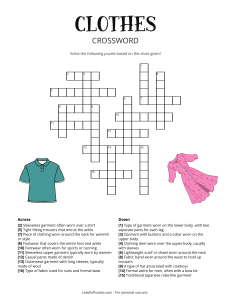 Clothes Crossword Puzzle: Fun Vocabulary Learning Activity
