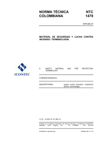 NTC 1478: Terminolog&iacute;a de Seguridad Contra Incendios