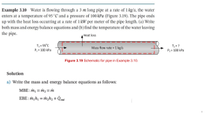Pipe Heat Loss Example: Mass & Energy Balance Equations