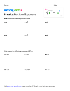 Fractional Exponents Practice Worksheet
