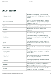 A1.1 Water: Properties & Definitions