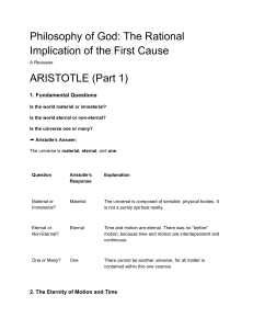 Aristotle's Philosophy of God: Unmoved Mover & First Cause Reviewer