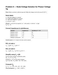 Node-Voltage Solution for Phasor Voltage Vg in AC Circuit Analysis