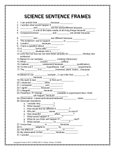 Science Sentence Frames for Students