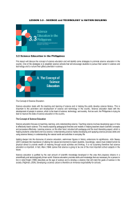 Science Education in the Philippines: Concept, Strategies & Schools