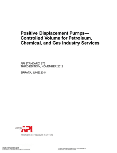 API Standard 675: Positive Displacement Pumps for Petroleum & Gas